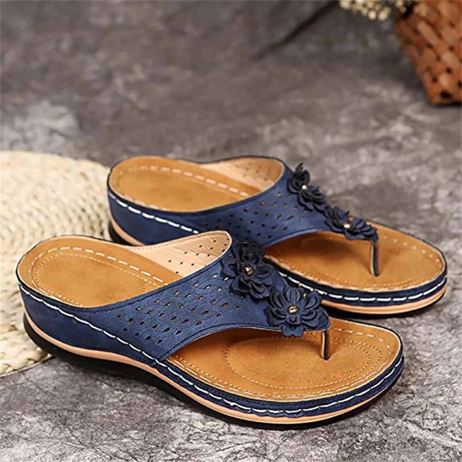 Ladmiple Sandals Women Comfortable Walking Orthotic Flips Flops Arch Support Flat feet Orthopedic Slides Plantar Fasciitis