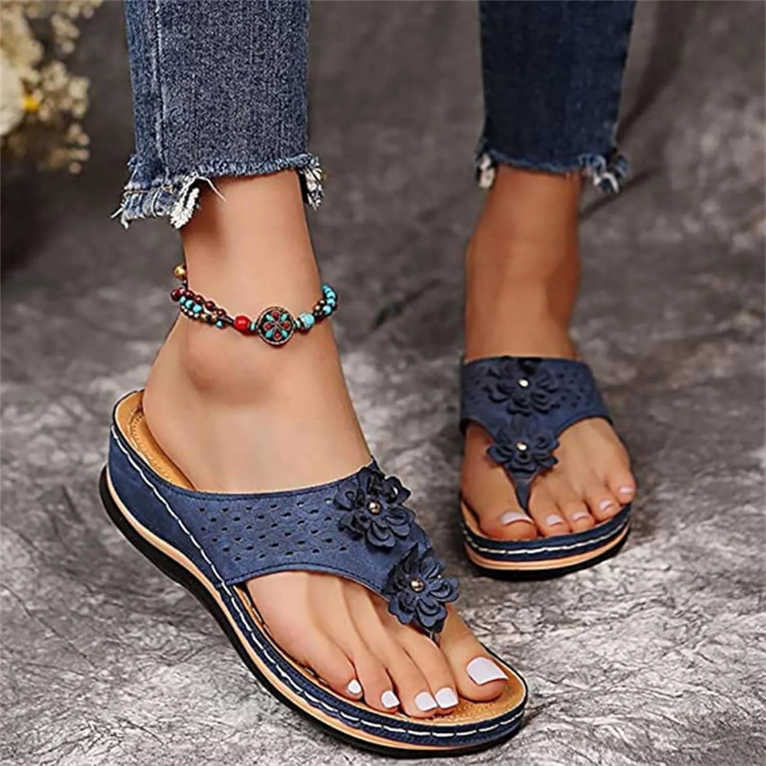 Ladmiple Sandals Women Comfortable Walking Orthotic Flips Flops Arch Support Flat feet Orthopedic Slides Plantar Fasciitis