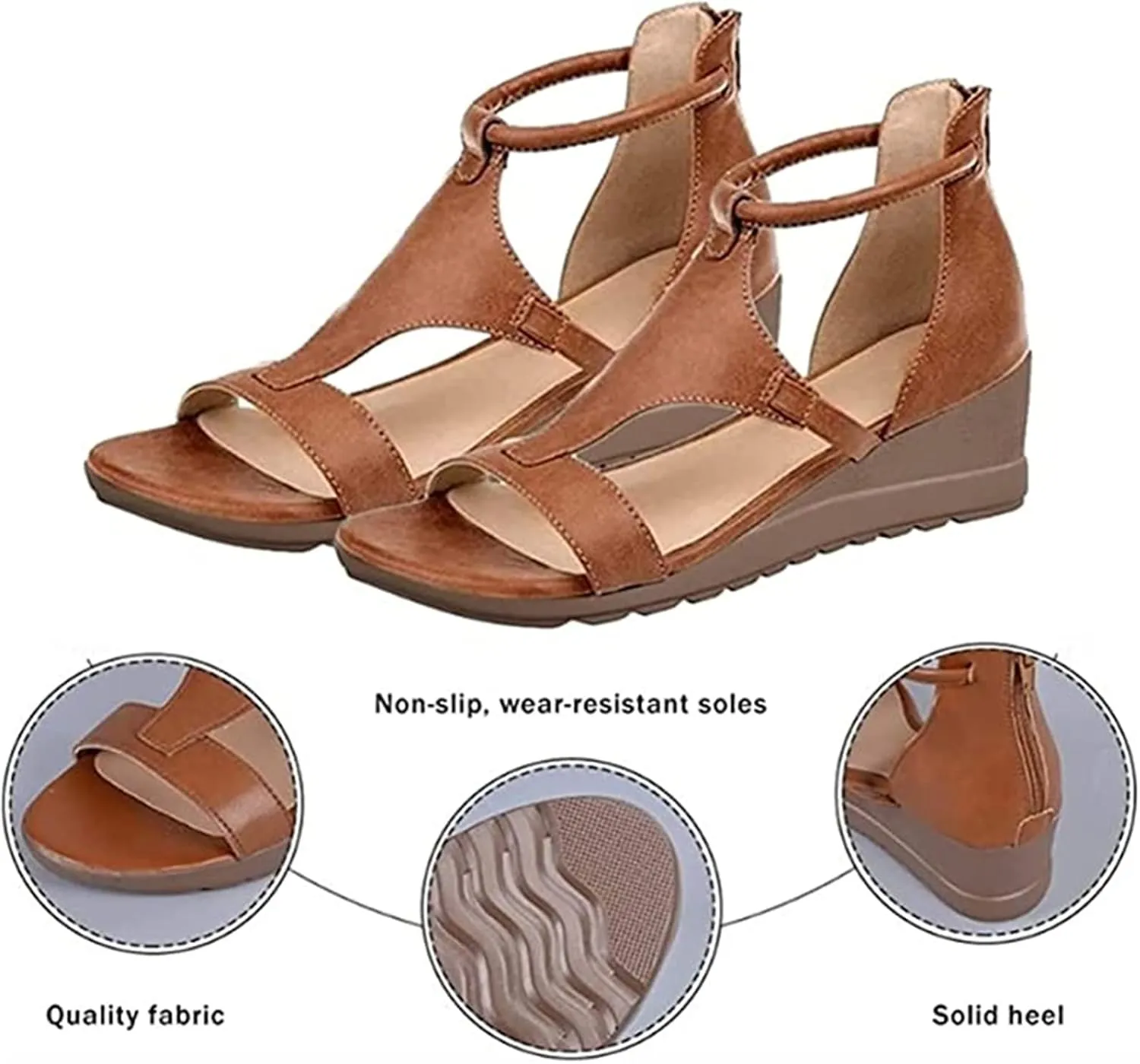 Ladmiple Sandals Women Comfortable Walking Platform Sandals Ankle Strap Open Toe Espadrille Wedge Sandals Dressy Summer Shoes