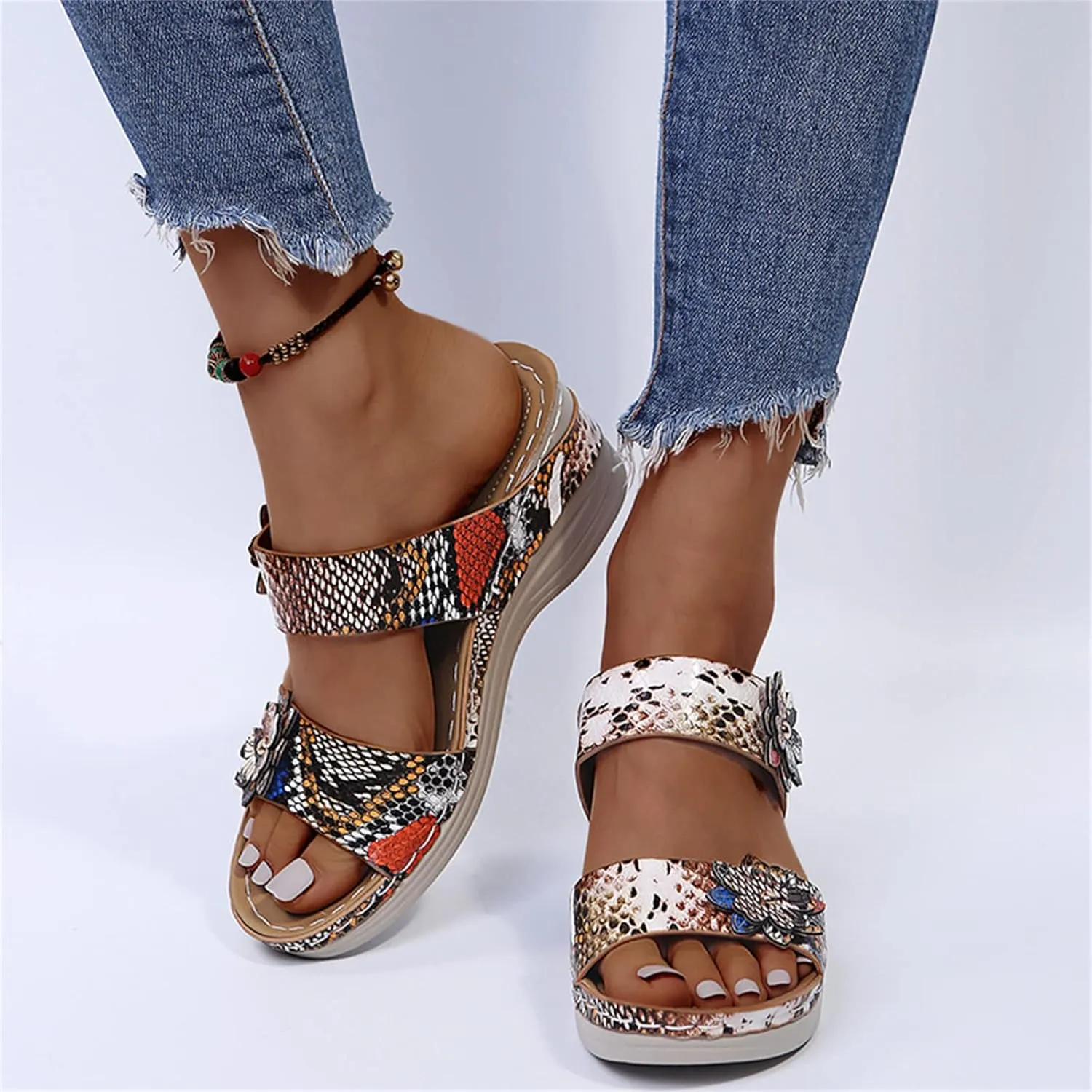 Ladmiple Sandals Women Dressy Comfortable Flat Orthotic Slides Summer Walking Orthopedic Flip Flops with Arch Support 2024