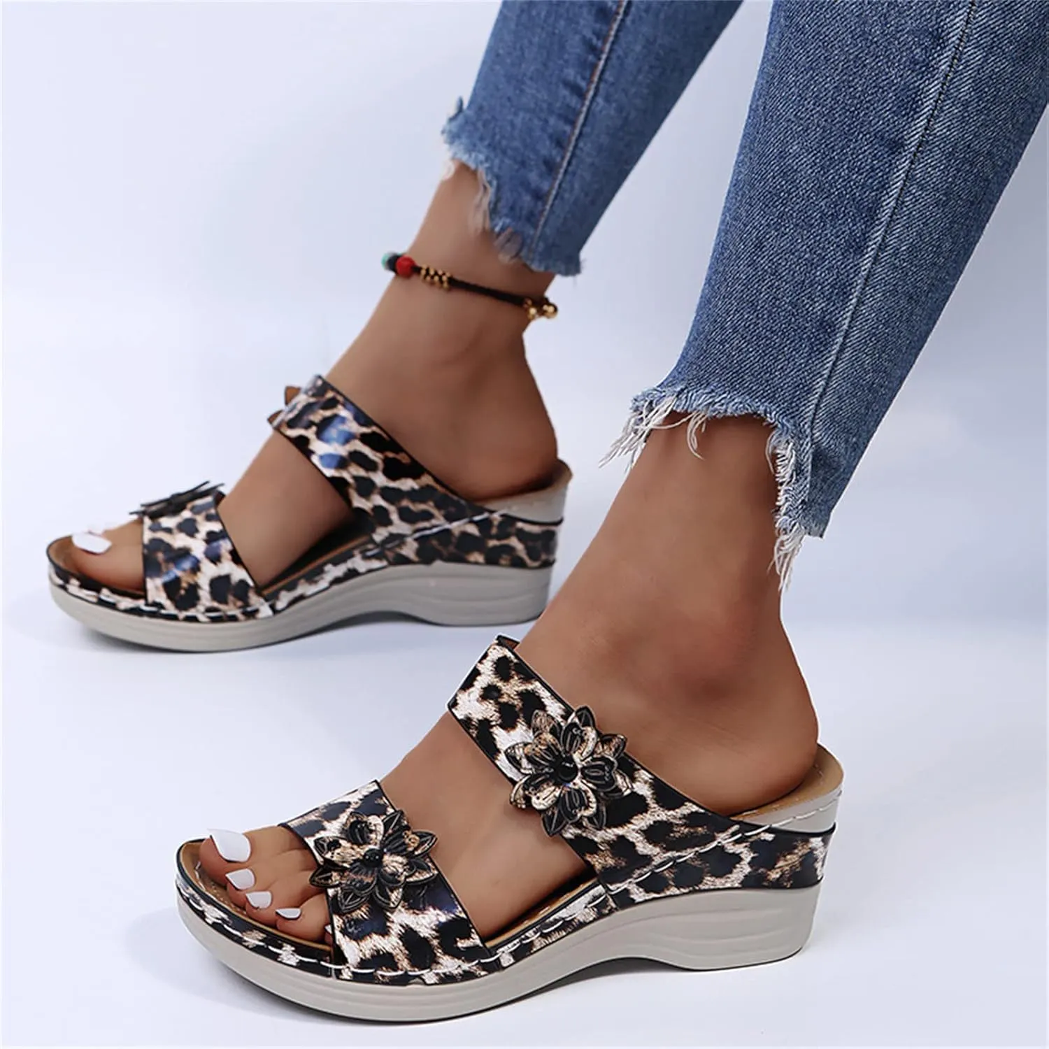 Ladmiple Sandals Women Dressy Summer Flat Comfortable Orthotic Flips Flops Arch Support Plantar Fasciitis Orthopedic Slides