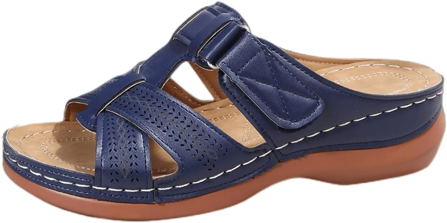 Ladmiple Sandals Women Dressy Summer Flat Flip Flops Orthotic Slides Comfortable Walking Orthopedic Slipper with Arch Support