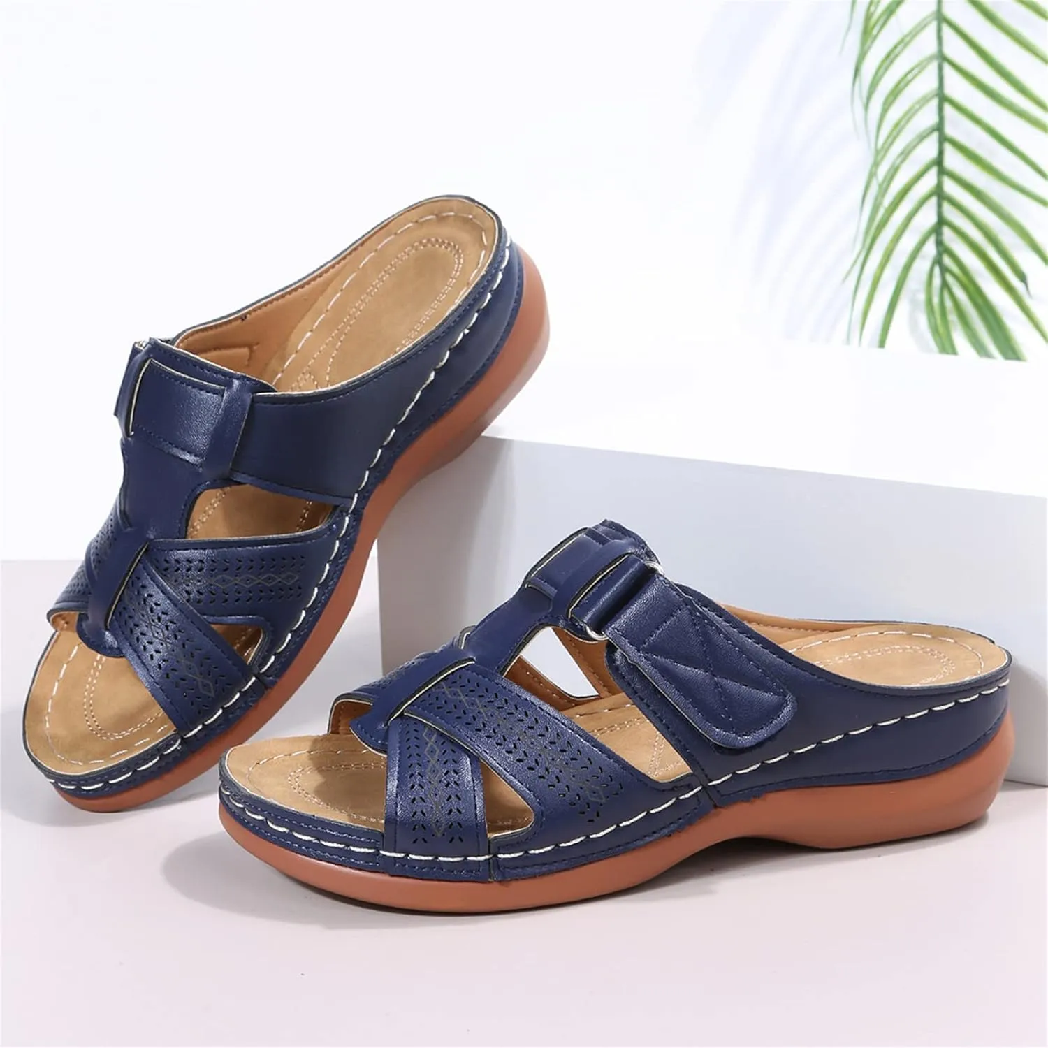 Ladmiple Sandals Women Dressy Summer Flat Flip Flops Orthotic Slides Comfortable Walking Orthopedic Slipper with Arch Support