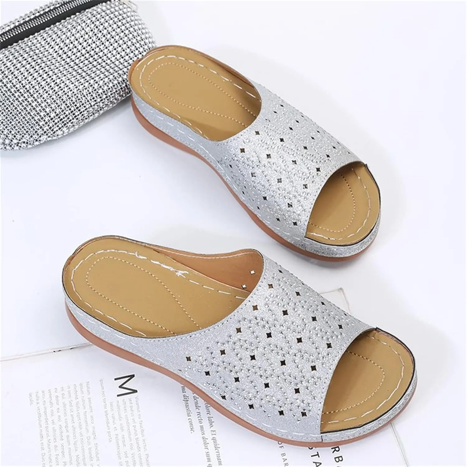 Ladmiple Sandals Women Dressy Summer Wedge Orthopedic Sandals Comfortable Arch Support Orthotic Flip Flops Walking Slides