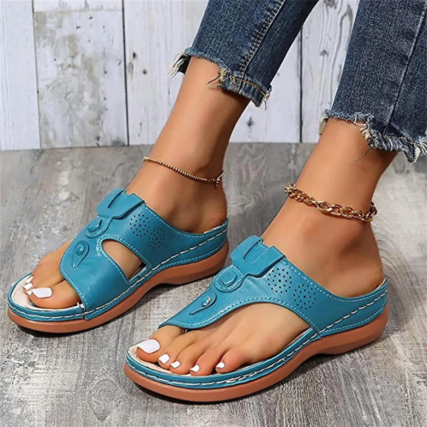 Ladmiple Sandals Women Fashion Flat Orthotic Flips Flops Arch Support Orthopedic Slides Plantar Fasciitis Walking Shoes