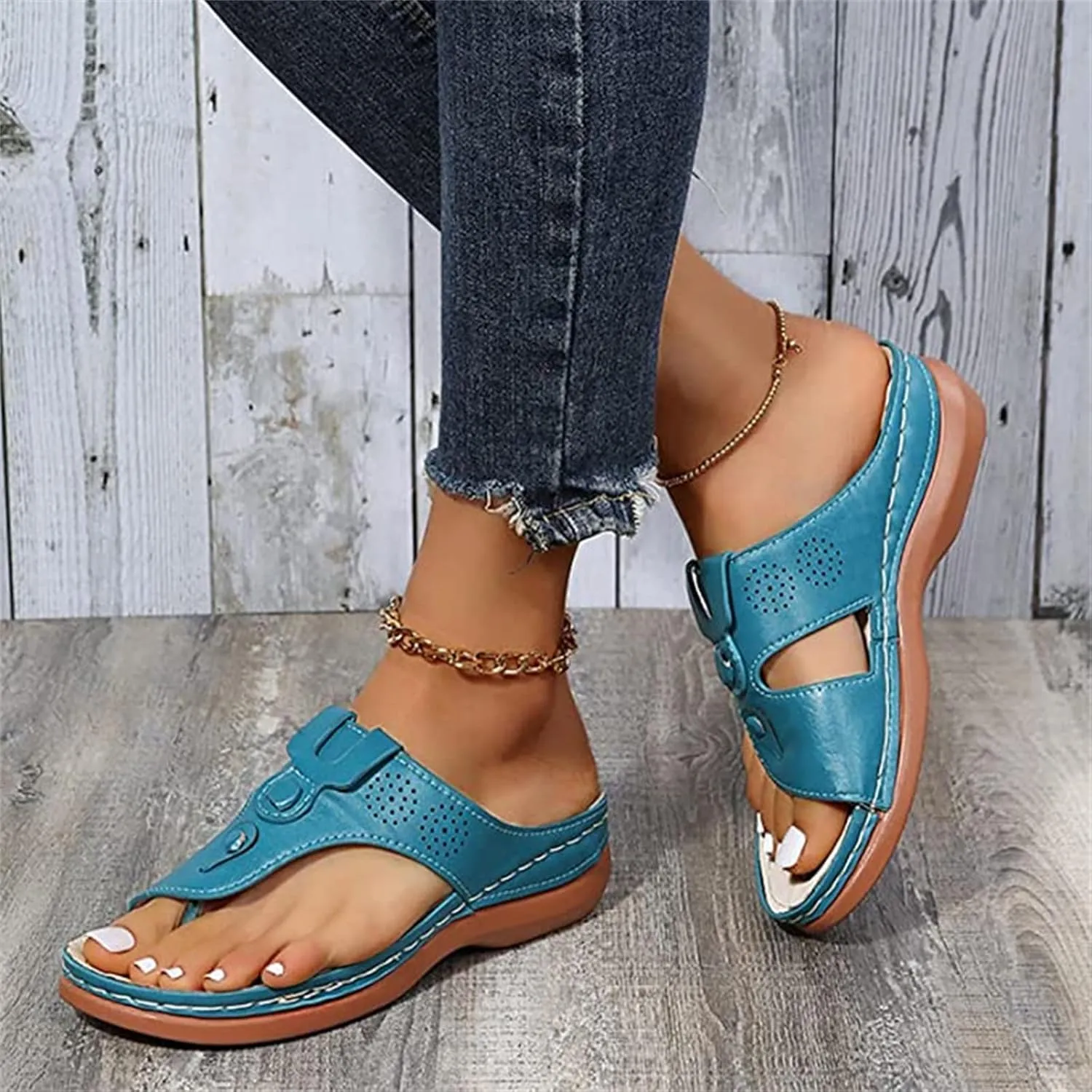 Ladmiple Sandals Women Fashion Flat Orthotic Flips Flops Arch Support Orthopedic Slides Plantar Fasciitis Walking Shoes