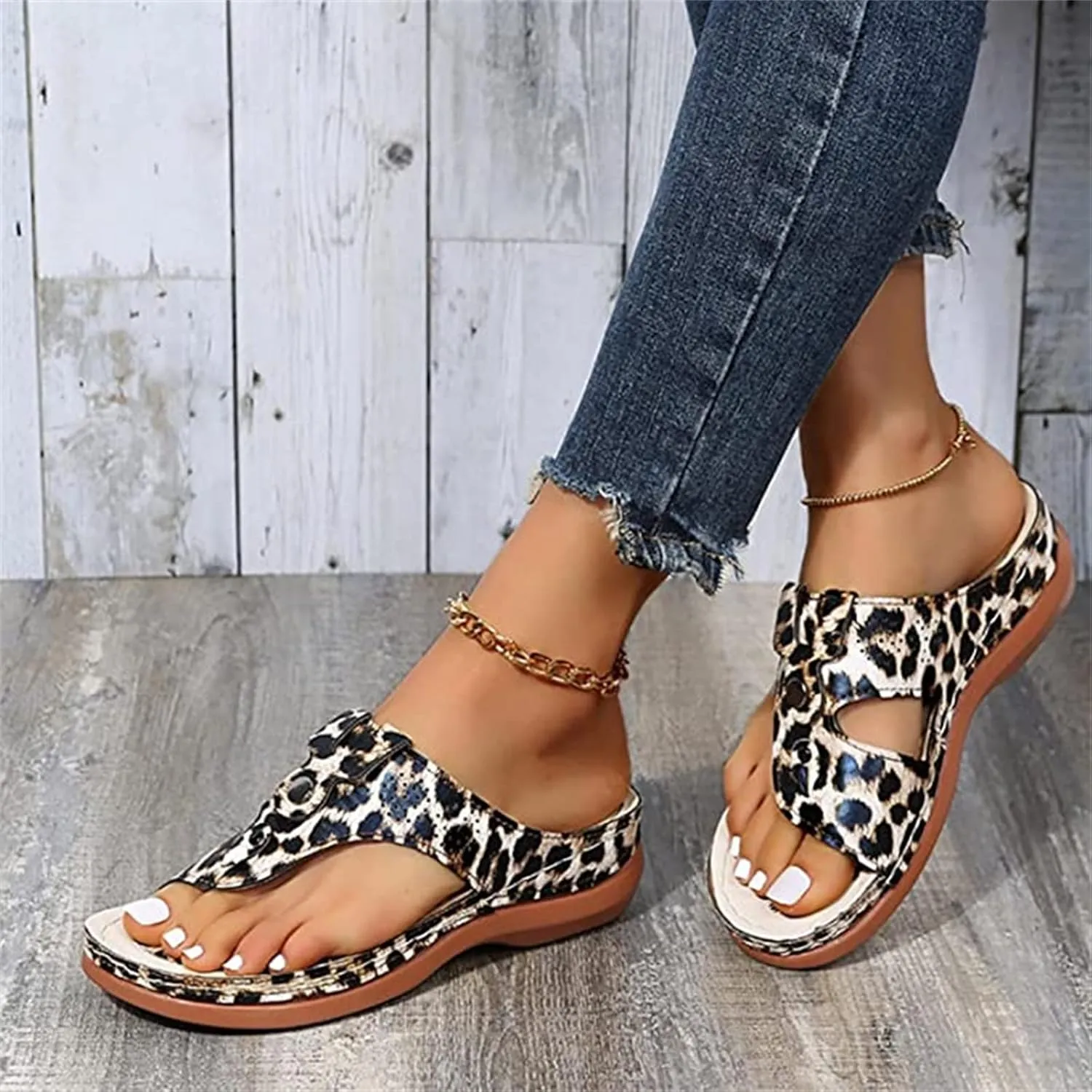 Ladmiple Sandals Women Fashion Wedges Orthotic Slides Fashion Orthopedic Flip Flops Slippers With Comfortable Arch Support