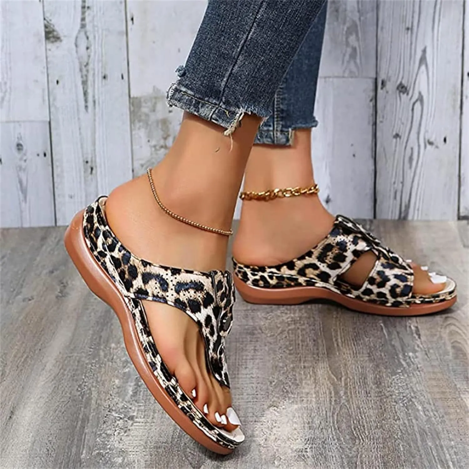 Ladmiple Sandals Women Fashion Wedges Orthotic Slides Fashion Orthopedic Flip Flops Slippers With Comfortable Arch Support