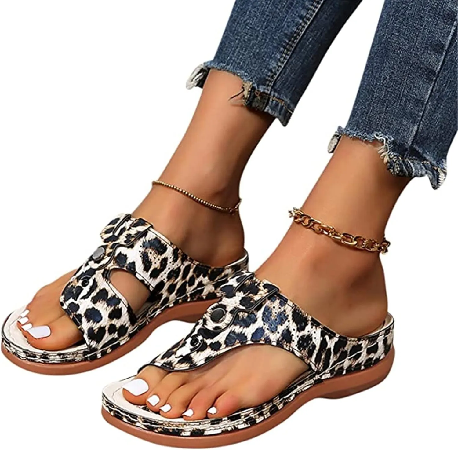 Ladmiple Sandals Women Fashion Wedges Orthotic Slides Fashion Orthopedic Flip Flops Slippers With Comfortable Arch Support