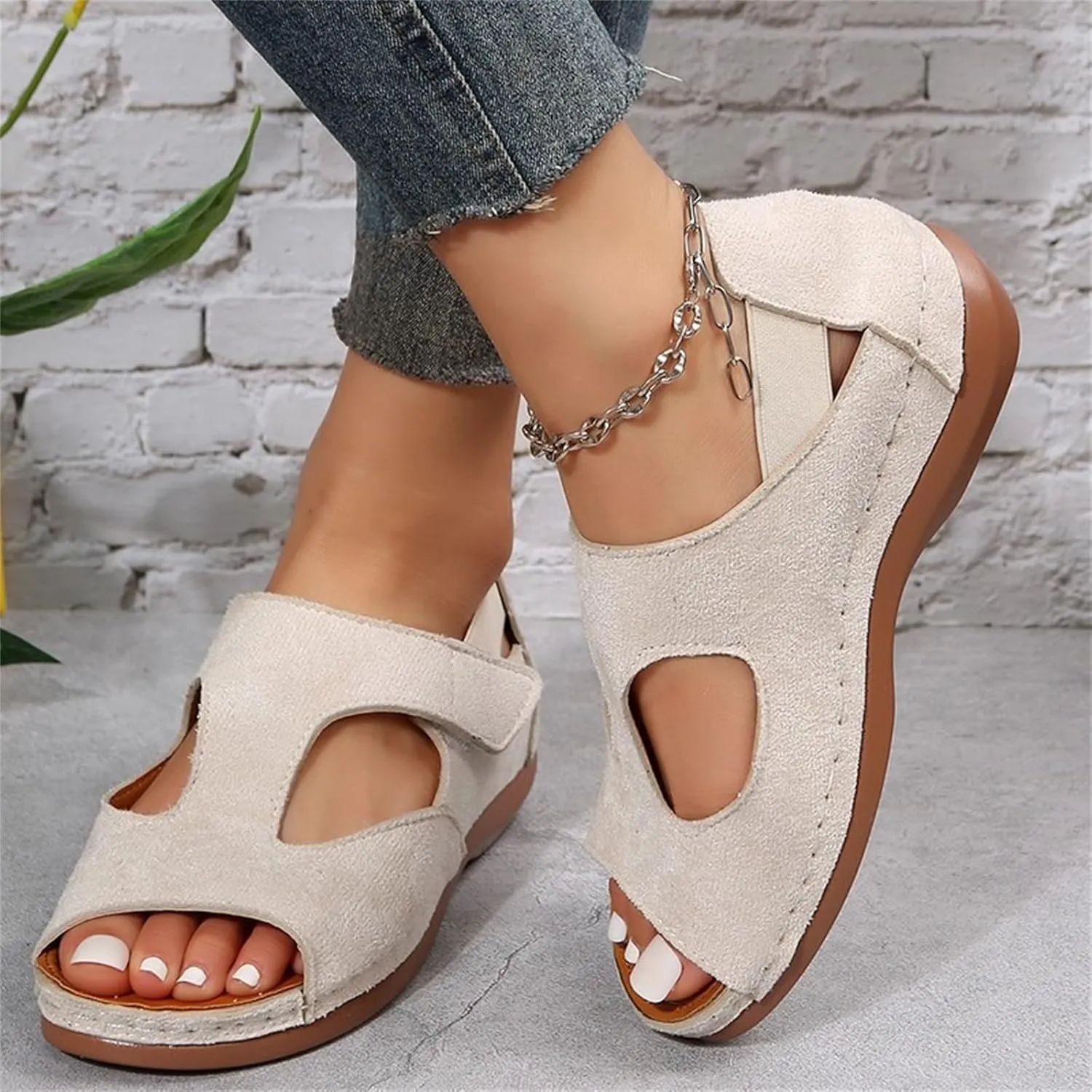 Ladmiple Sandals Women Wedge Comfortable Walking Orthotic Slides Open Toe Arch Support Dressy Summer Orthopedic Flip Flops