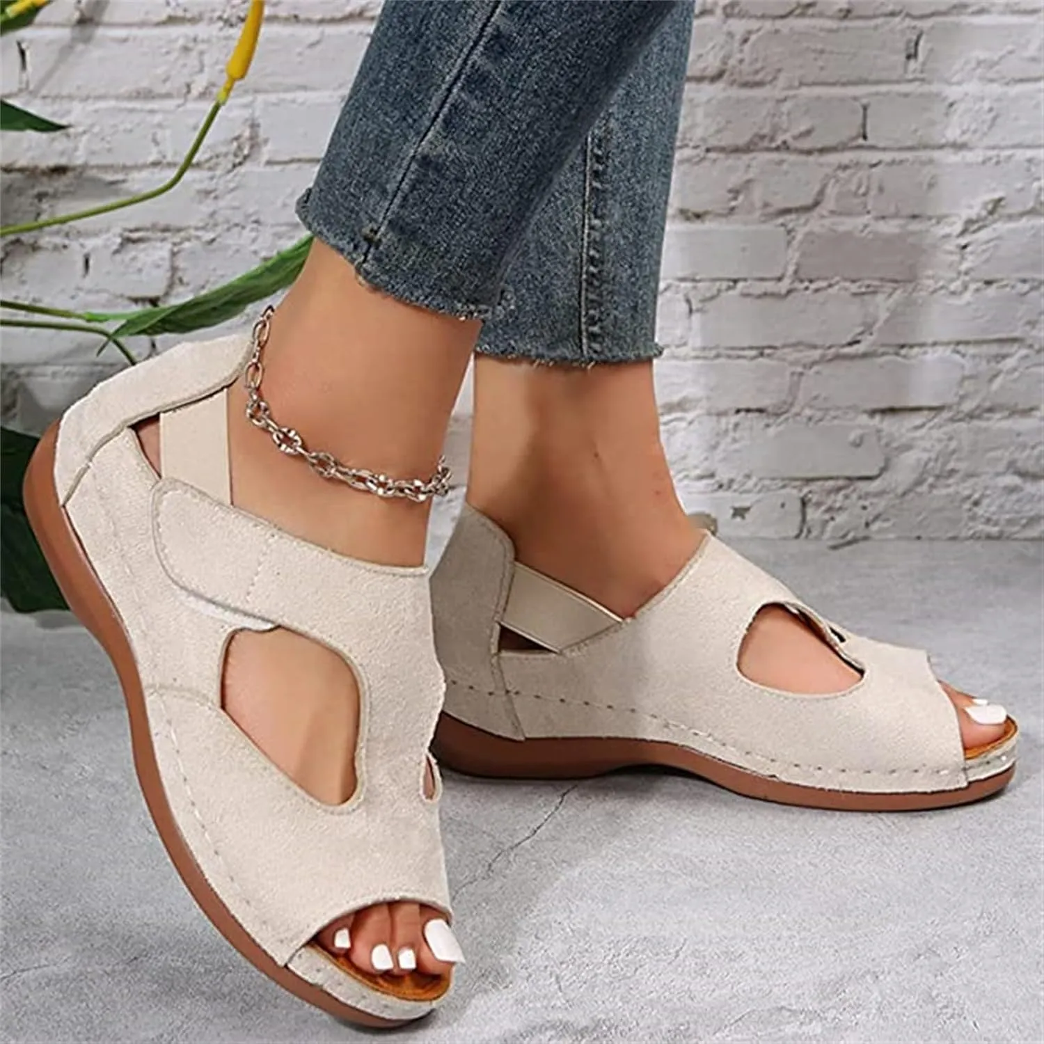 Ladmiple Sandals Women Wedge Comfortable Walking Orthotic Slides Open Toe Arch Support Dressy Summer Orthopedic Flip Flops