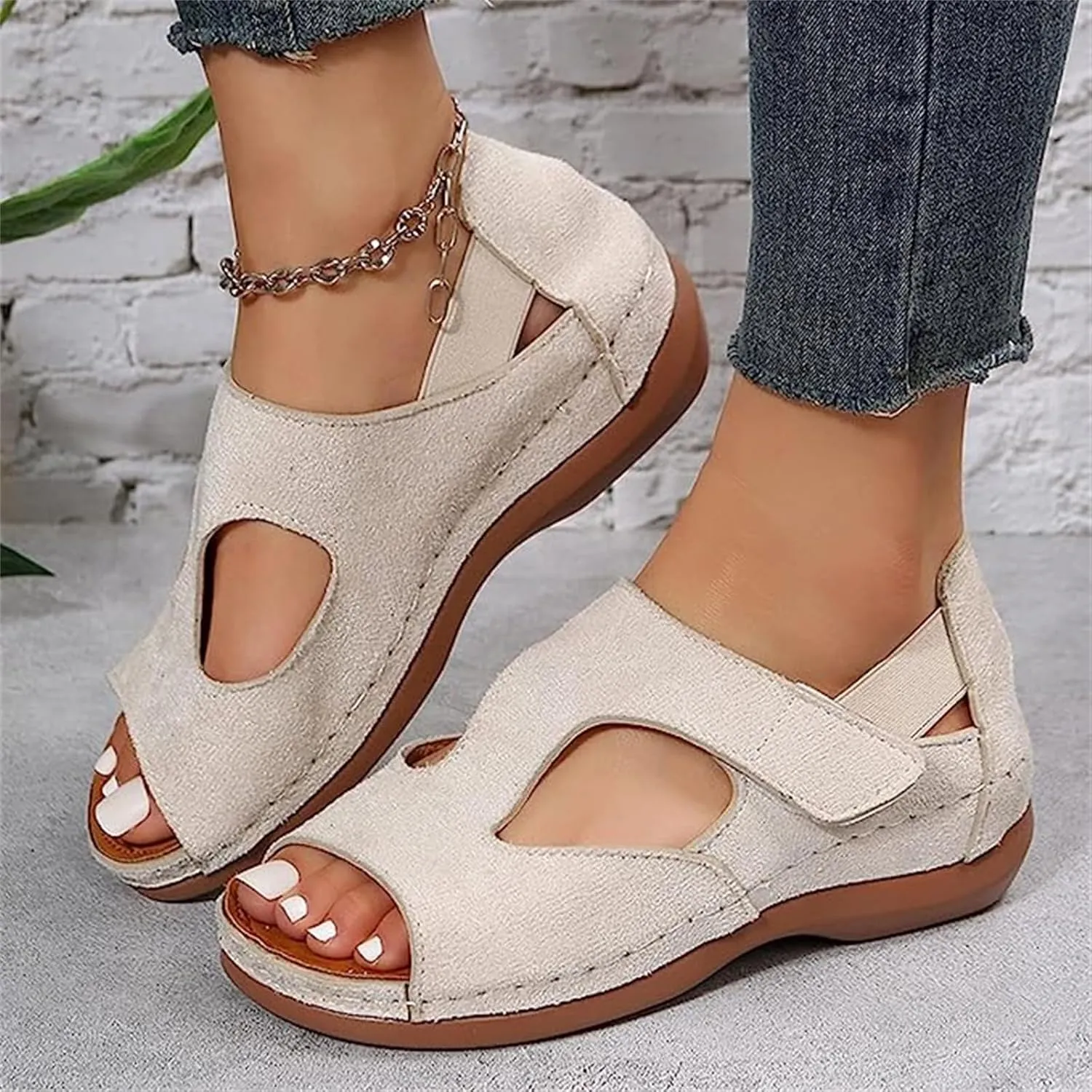 Ladmiple Sandals Women Wedge Comfortable Walking Orthotic Slides Open Toe Arch Support Dressy Summer Orthopedic Flip Flops