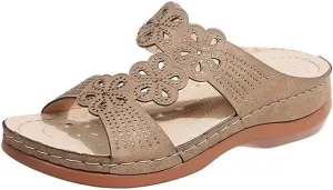 Ladmiple Sandals Women Wedge Slip On Orthopedic Walking Slippers Dressy Summer Vintage Orthotic Flip Flops with Arch Support