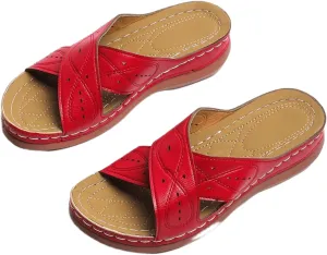 Ladmiple Sandals Women Wedge Slip On Orthotic Flips Flops Arch Support for Flat feet Orthopedic Slides Plantar Fasciitis