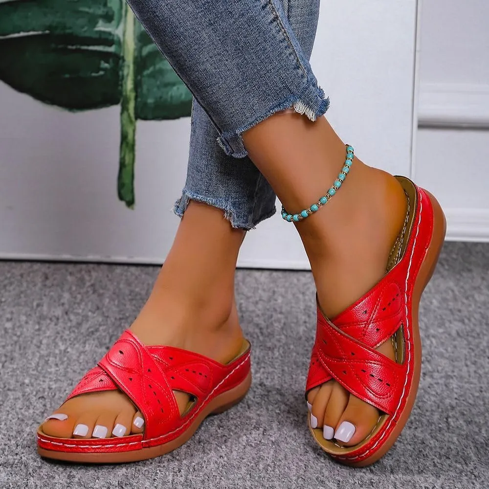 Ladmiple Sandals Women Wedge Slip On Orthotic Flips Flops Arch Support for Flat feet Orthopedic Slides Plantar Fasciitis