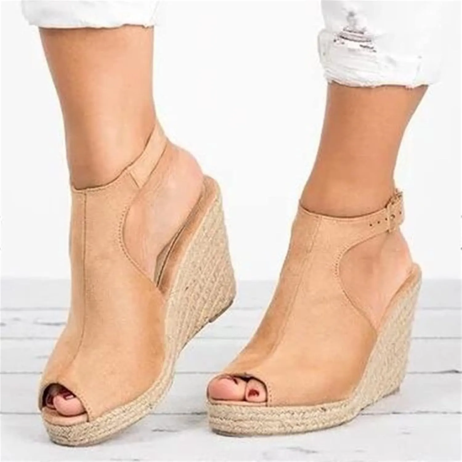 Ladmiple Sandals Women,Womens 2023 Platform Sandals High Heel Wedge Slippers Flip Flop Summer Casual Ankle Buckle Shoes