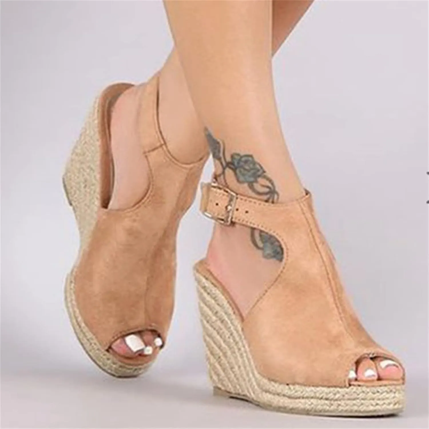 Ladmiple Sandals Women,Womens 2023 Platform Sandals High Heel Wedge Slippers Flip Flop Summer Casual Ankle Buckle Shoes