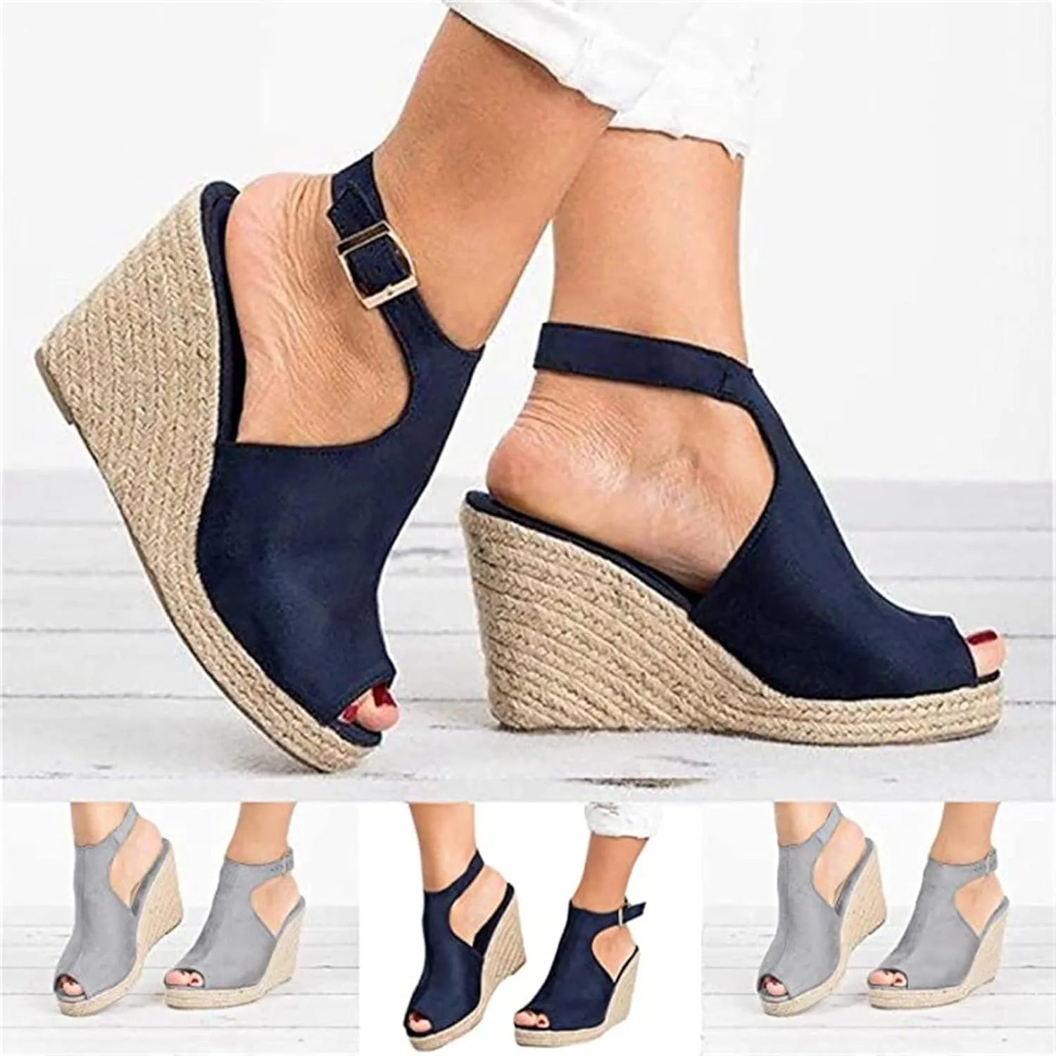 Ladmiple Sandals Women,Womens 2023 Platform Sandals High Heel Wedge Slippers Flip Flop Summer Casual Ankle Buckle Shoes