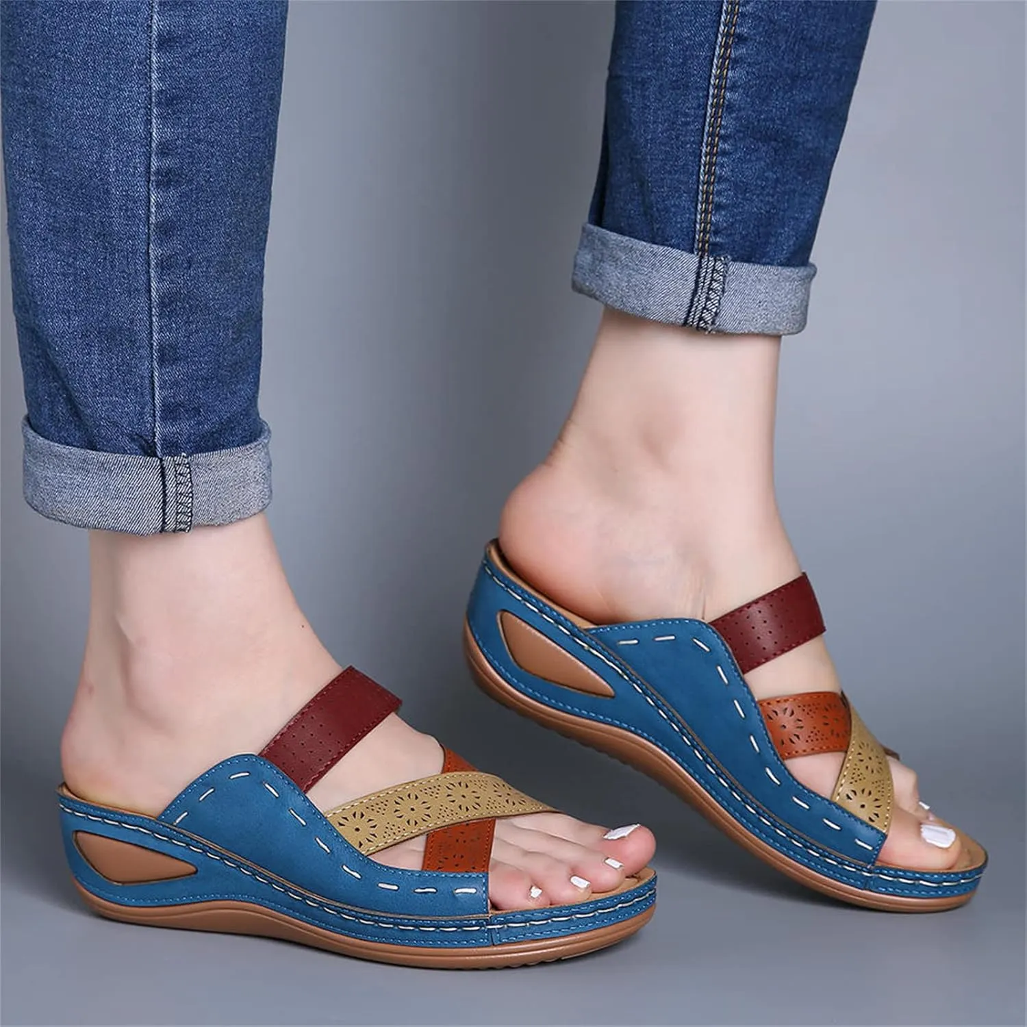 Ladmiple Women's Sandals Comfortable Dressy Walking Orthopedic Flip Flops Orthotic Slides Summer Shoes with Arch Support