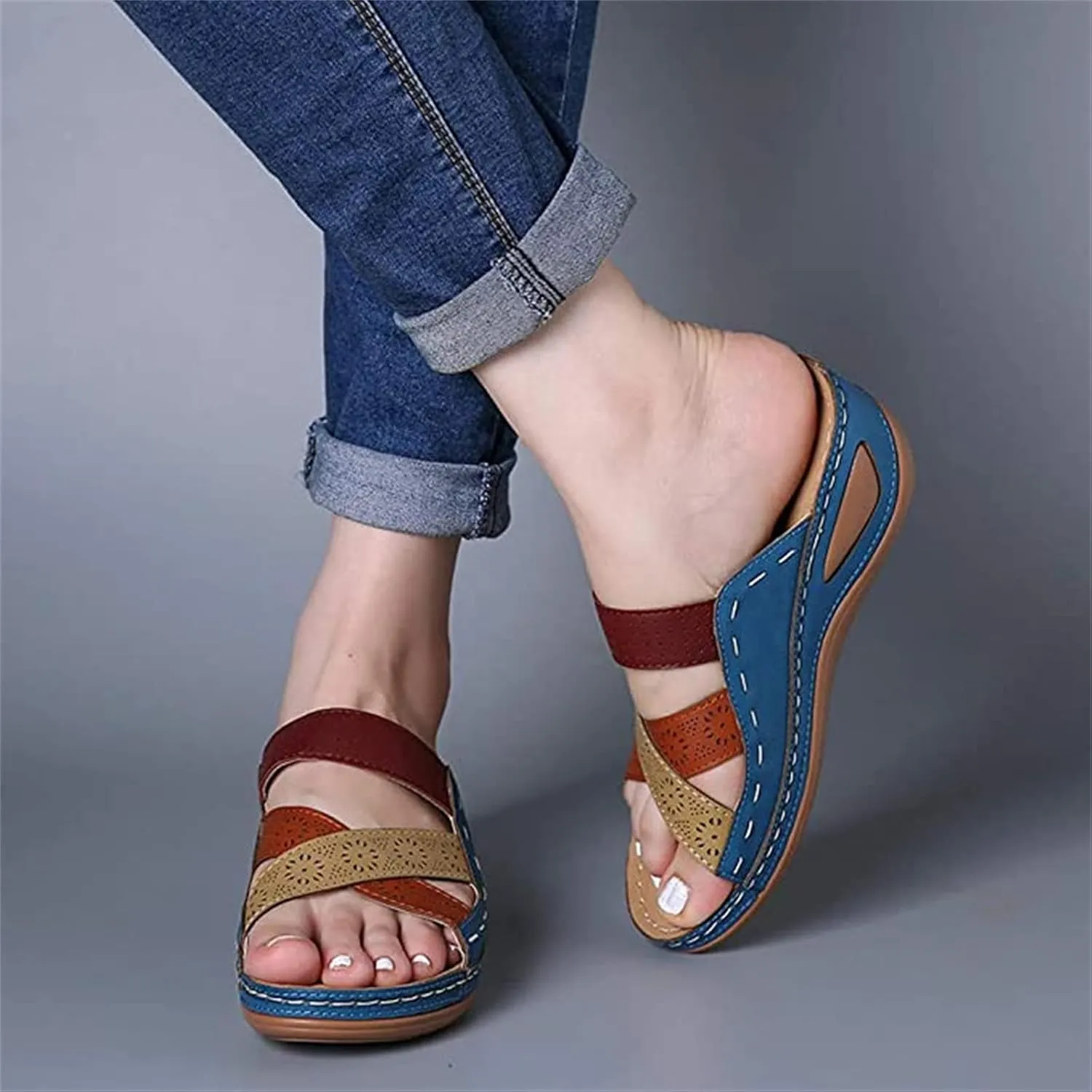 Ladmiple Women's Sandals Comfortable Dressy Walking Orthopedic Flip Flops Orthotic Slides Summer Shoes with Arch Support