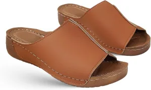 Ladmiple Womens Sandals Comfortable Dressy Wedge Heel Orthopedic Slippers Arch Support Slides Summer Orthotic Flip Flops