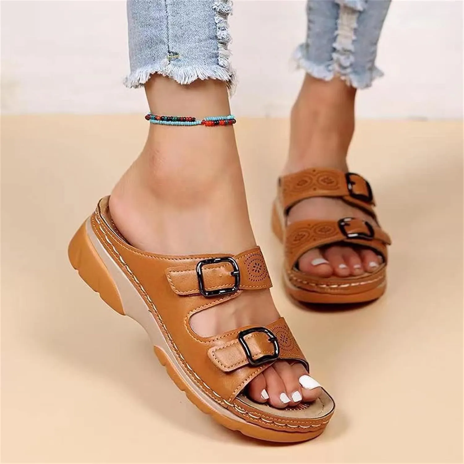 Ladmiple Womens Sandals Comfortable Dressy With Arch Support Open Toe Orthotic Walking Slides Summer Orthopedic Flip Flops