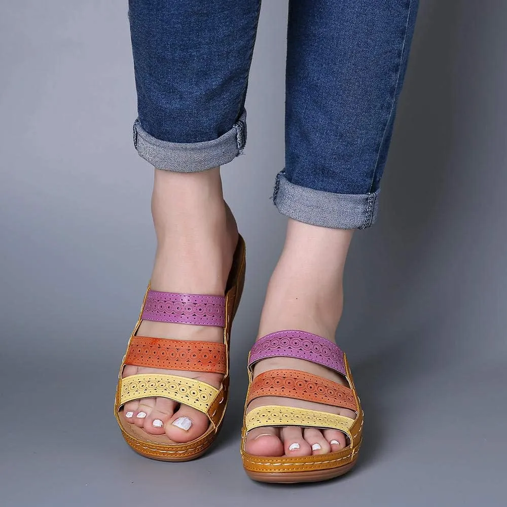 Ladmiple Womens Sandals Comfortable Walking Dressy Flip Flops Orthopedic Slippers Summer Orthotic Slides with Arch Support
