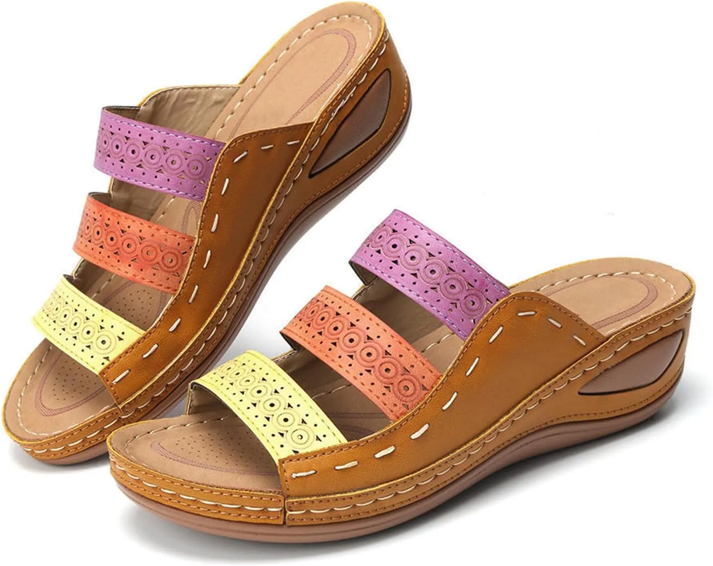 Ladmiple Womens Sandals Comfortable Walking Dressy Flip Flops Orthopedic Slippers Summer Orthotic Slides with Arch Support