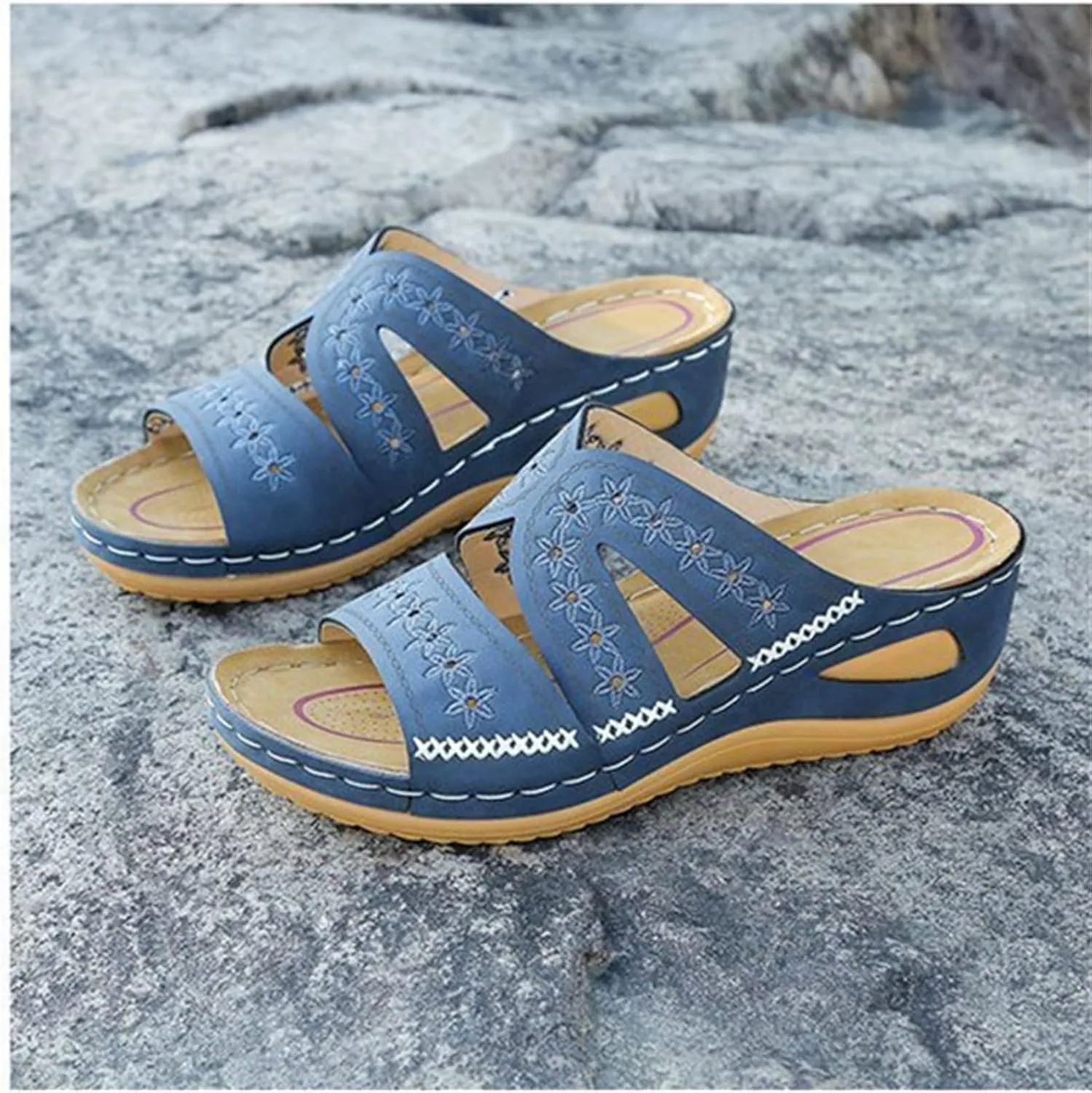 Ladmiple Womens Sandals Dressy Comfortable Arch Support Orthopedic Slides Slippers Summer Orthotic Flip Flops Sandalias