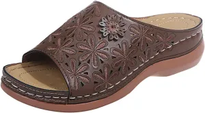 Ladmiple Women's Sandals Dressy Wedge Arch Support Orthopedic Flip Flops Soft Summer Beach Shoes Comfortable Orthotic Slides