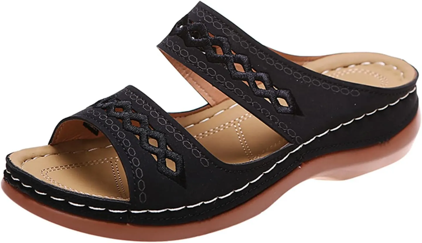 Ladmiple Womens Sandals For Plantar Fasciitis Support Orthotic Flips Flops Flat feet Comfortable Walking Orthopedic Slides