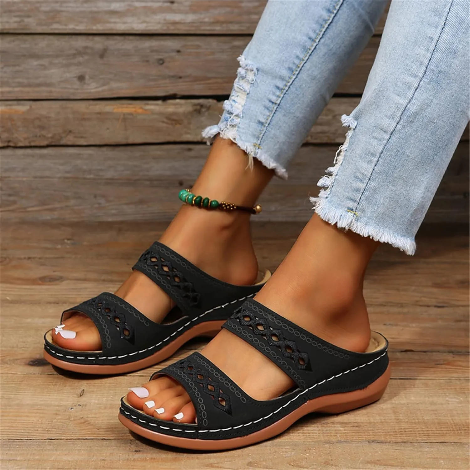 Ladmiple Womens Sandals For Plantar Fasciitis Support Orthotic Flips Flops Flat feet Comfortable Walking Orthopedic Slides
