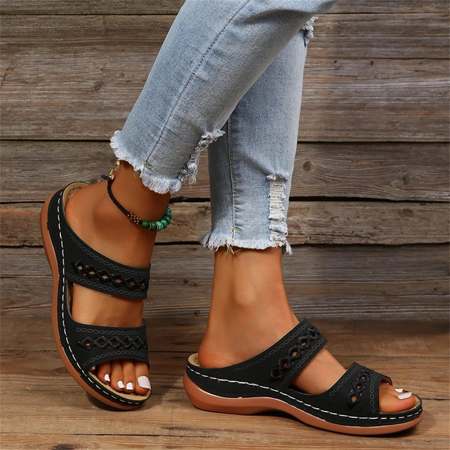 Ladmiple Womens Sandals For Plantar Fasciitis Support Orthotic Flips Flops Flat feet Comfortable Walking Orthopedic Slides