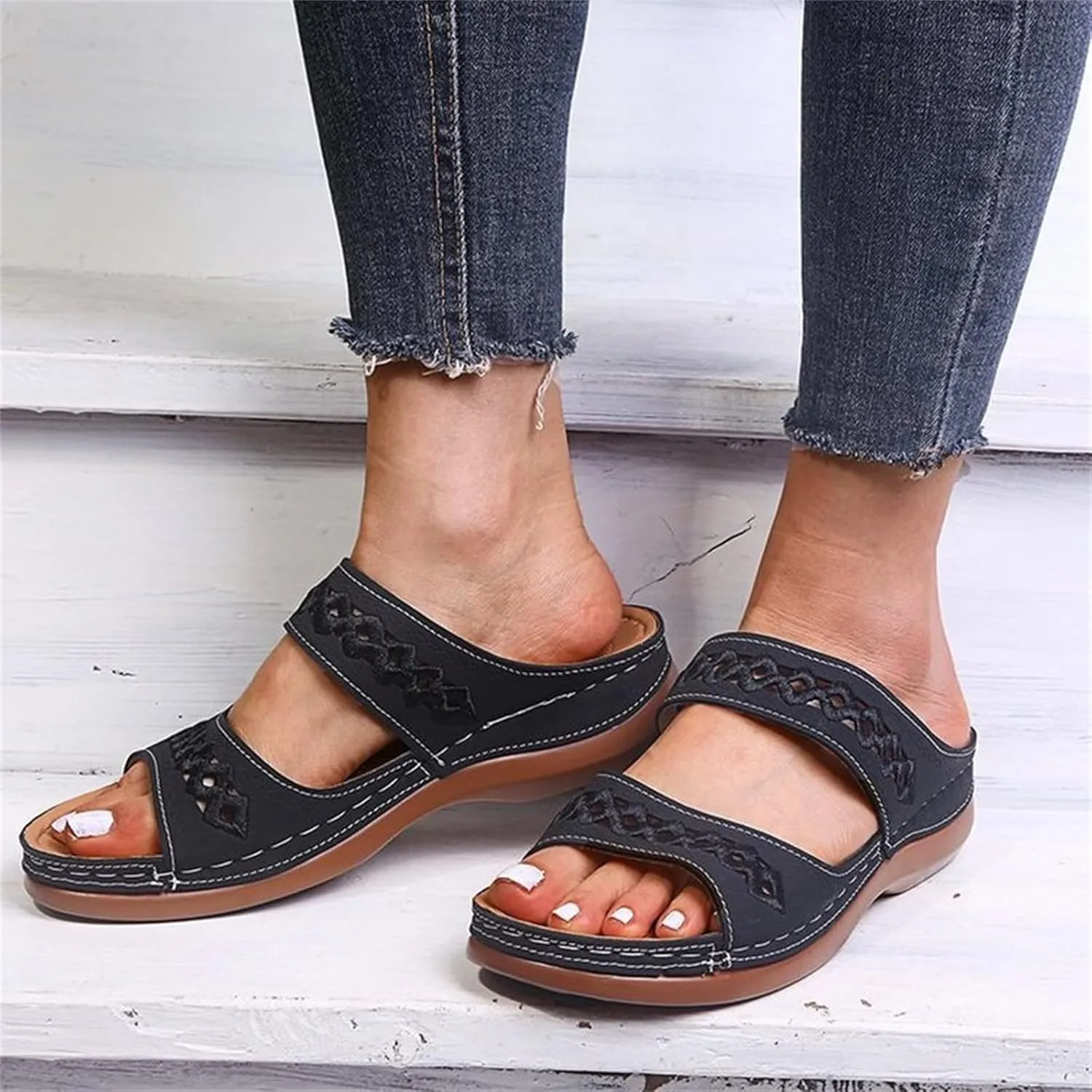 Ladmiple Womens Sandals For Plantar Fasciitis Support Orthotic Flips Flops Flat feet Comfortable Walking Orthopedic Slides