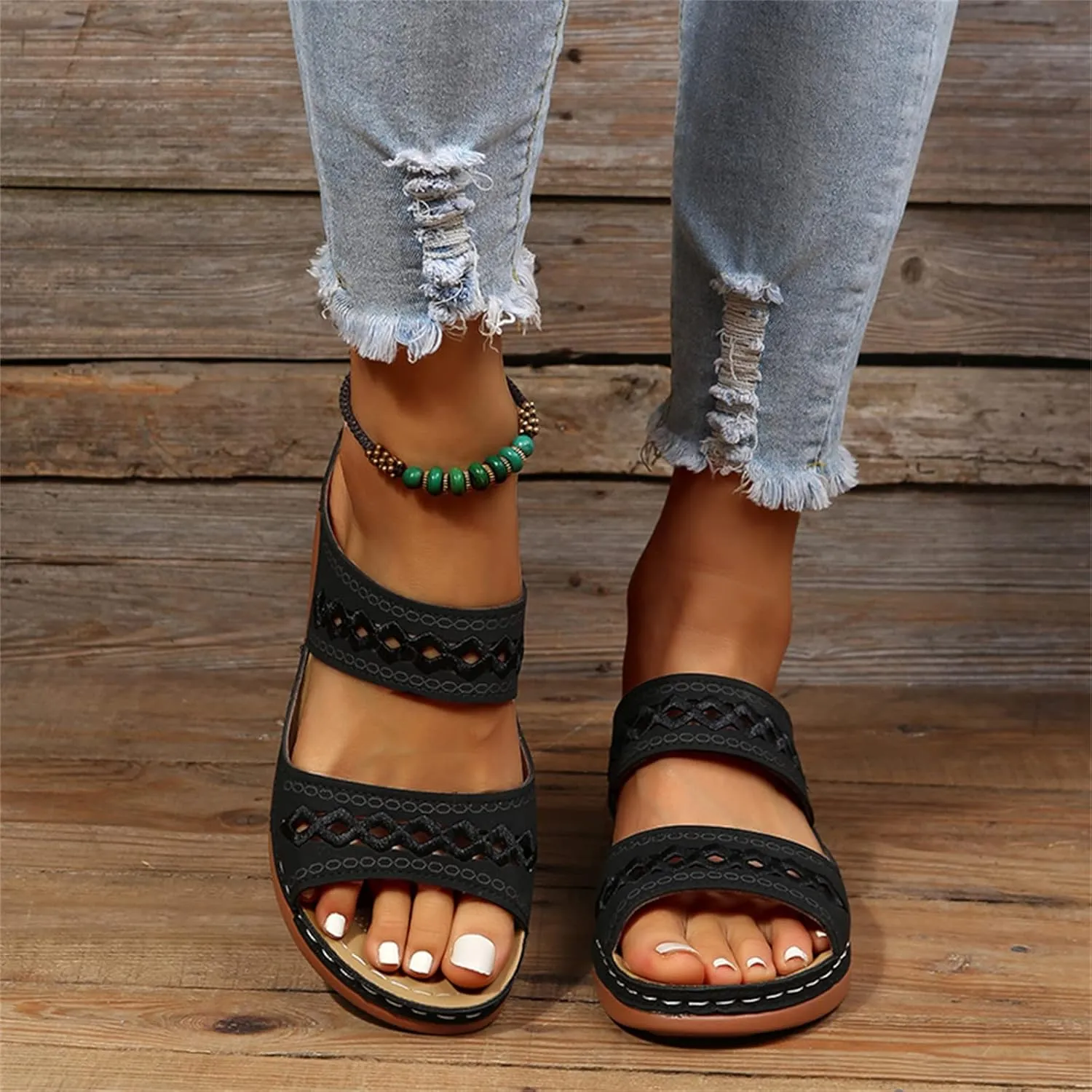 Ladmiple Womens Sandals For Plantar Fasciitis Support Orthotic Flips Flops Flat feet Comfortable Walking Orthopedic Slides