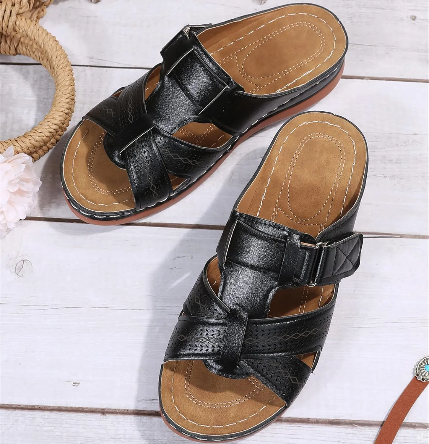 Ladmiple Womens Sandals For Plantar Fasciitis Support Orthotic Slides Comfortable Dressy Summer Walking Orthopedic Flip Flops