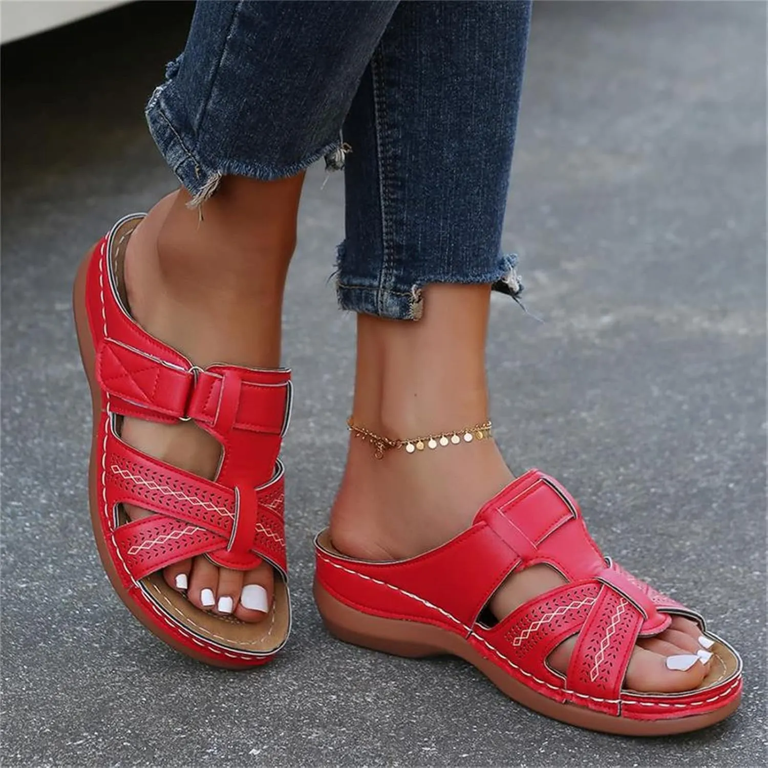 Ladmiple Womens Sandals For Plantar Fasciitis Support Orthotic Slides Comfortable Dressy Summer Walking Orthopedic Flip Flops