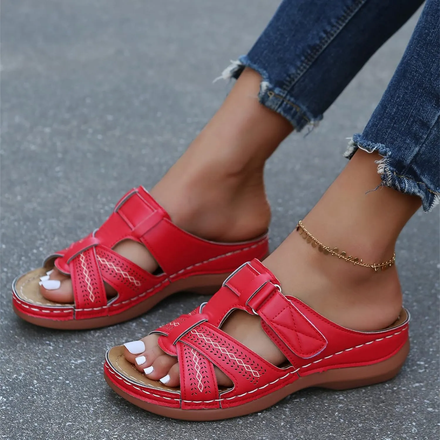 Ladmiple Womens Sandals For Plantar Fasciitis Support Orthotic Slides Comfortable Dressy Summer Walking Orthopedic Flip Flops