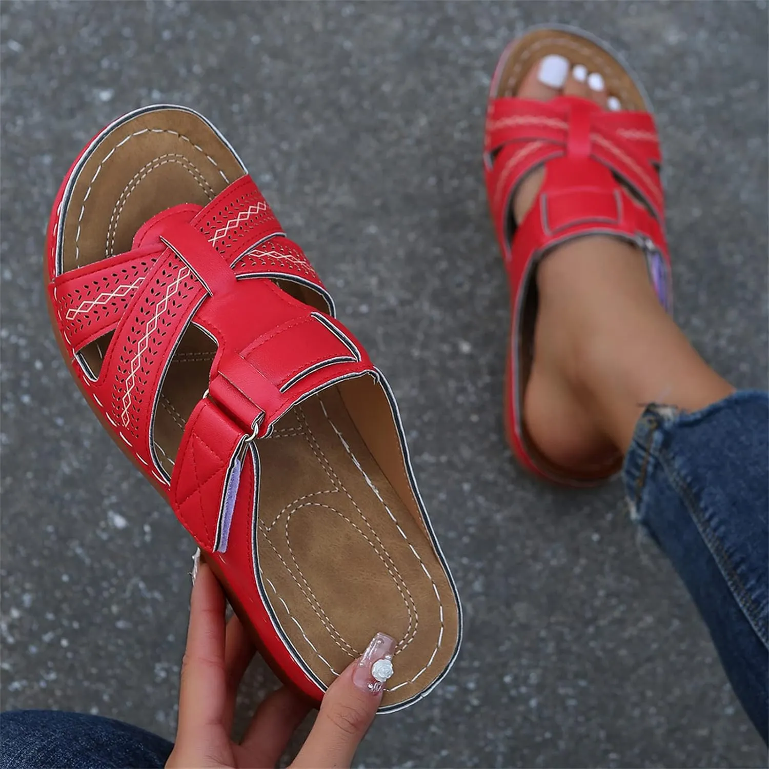Ladmiple Womens Sandals For Plantar Fasciitis Support Orthotic Slides Comfortable Dressy Summer Walking Orthopedic Flip Flops