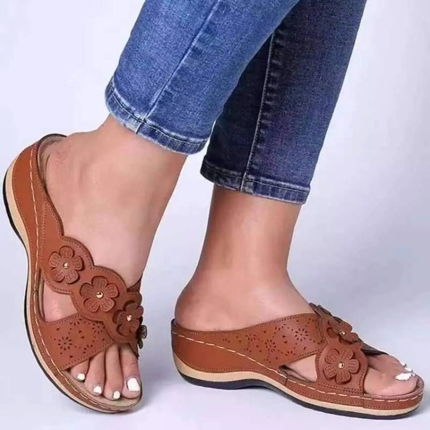 Ladmiple Women's Sandals With Arch Support Dressy Comfort Orthotic Slides Open Toe Walking Summer Orthopedic Flip Flops 2024