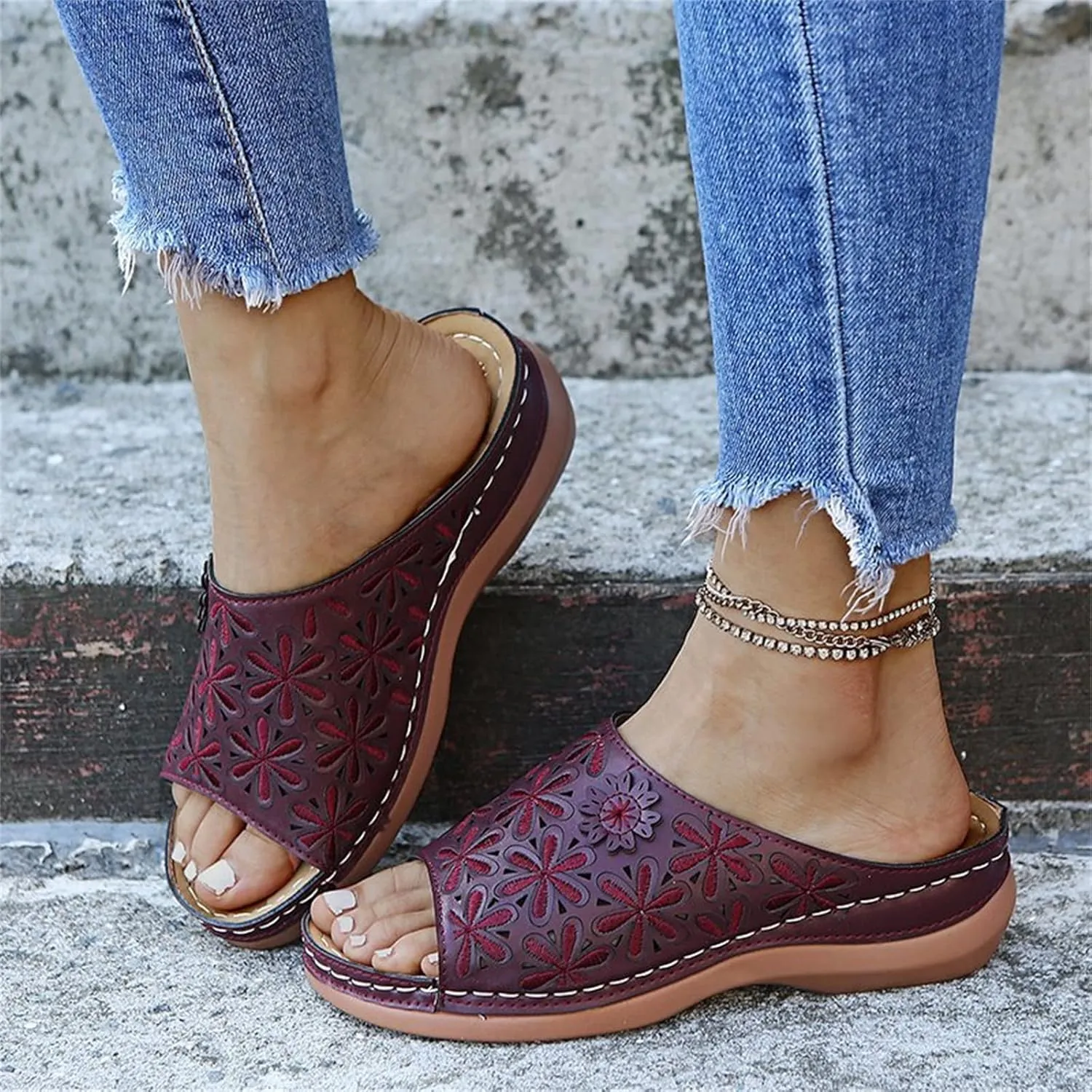 Ladmiple Women's Sandals With Arch Support Dressy Orthopedic Slides Slippers Summer Orthotic Flip Flops for Plantar Fasciitis