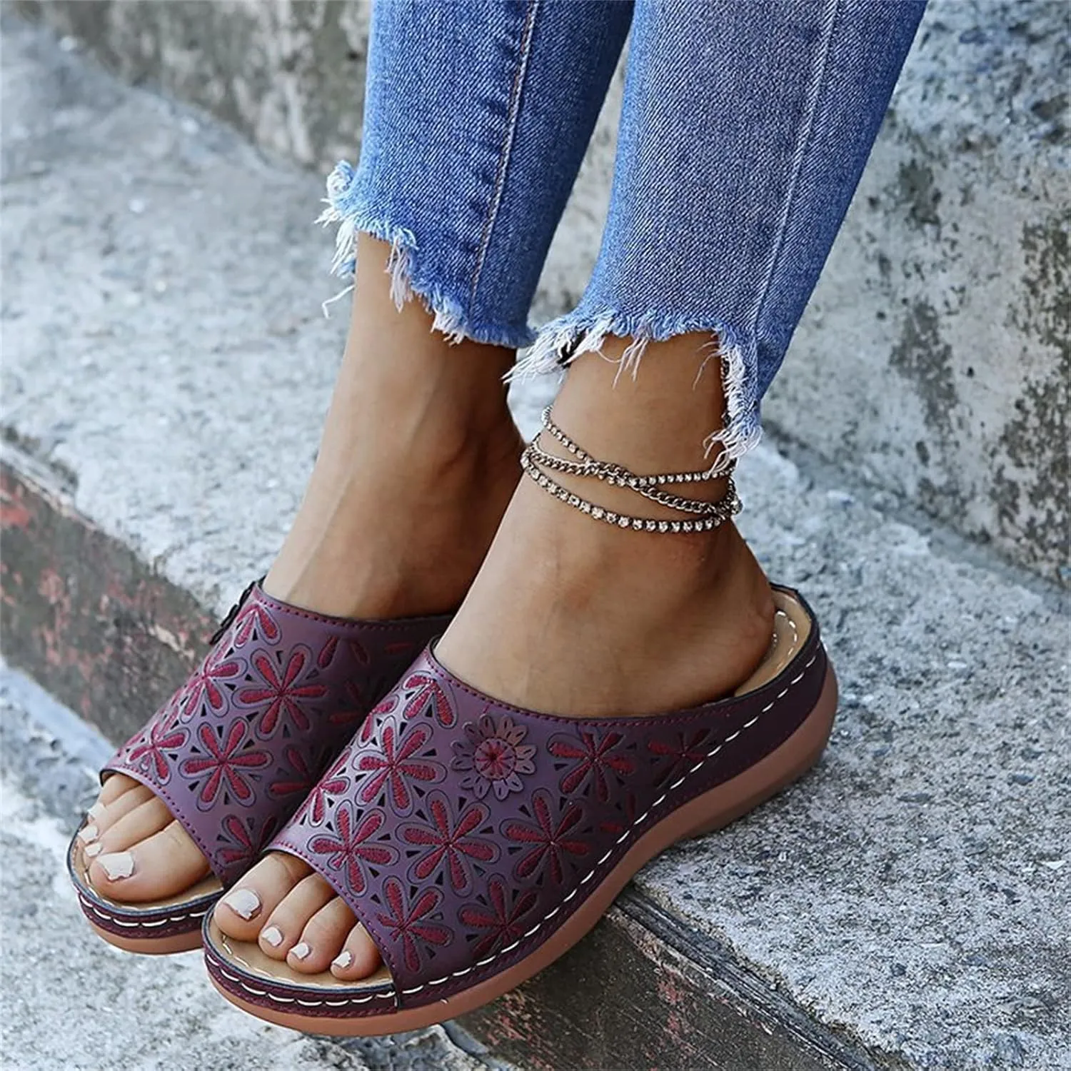 Ladmiple Women's Sandals With Arch Support Dressy Orthopedic Slides Slippers Summer Orthotic Flip Flops for Plantar Fasciitis