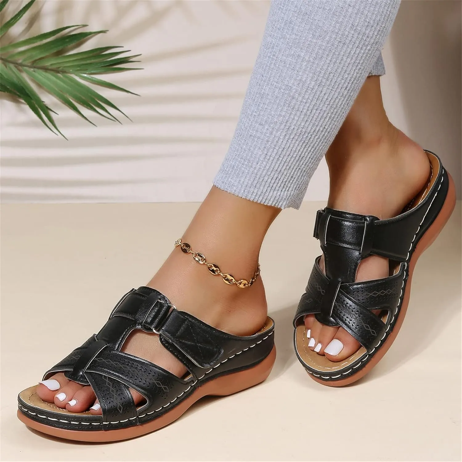 Ladmiple Womens Sandals With Arch Support Walking Comfortable Dressy Casual Summer Slip On Orthopedic Orthotic Flip Flops