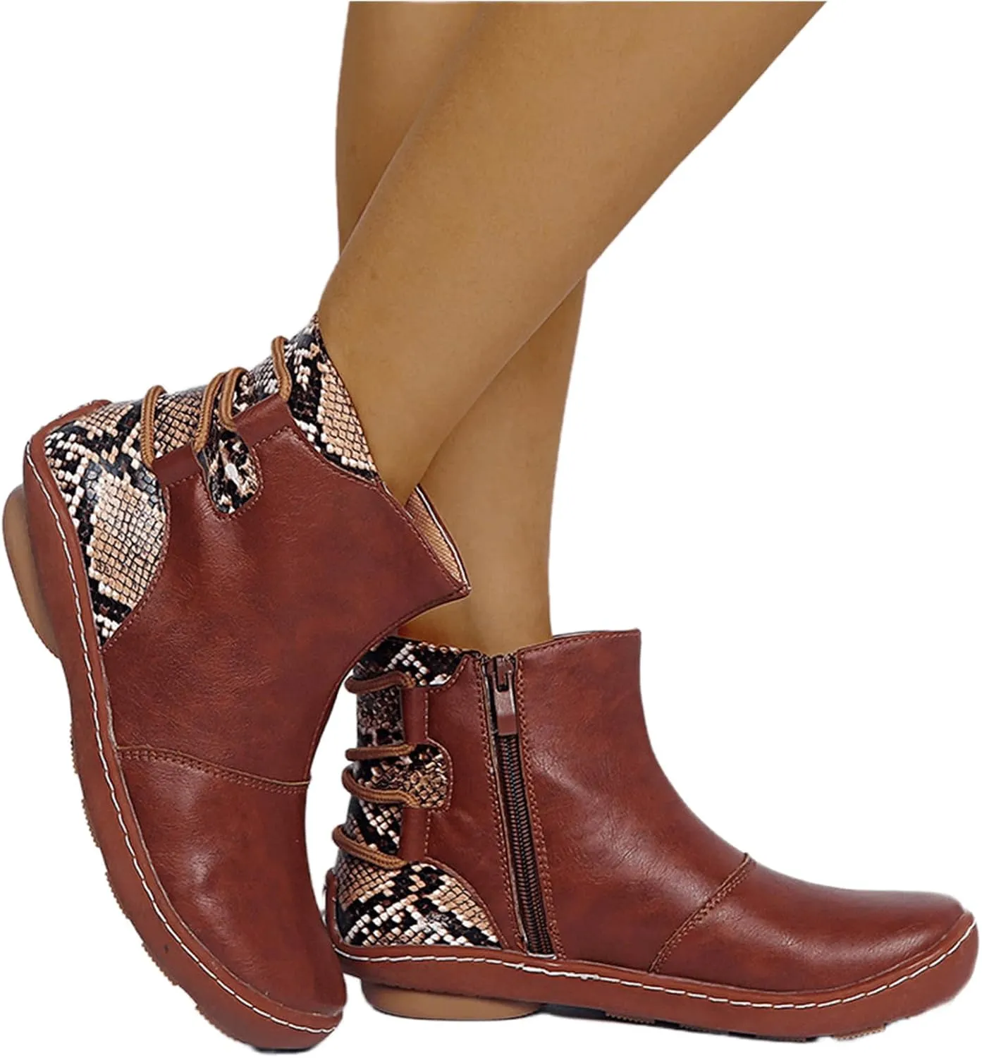 Lausiuoe Womens Boots Ankle Low Heel Pump Ankle Boots Chunky Block Slip on Cutout Closed Toe Stacked Heel Booties Shoes