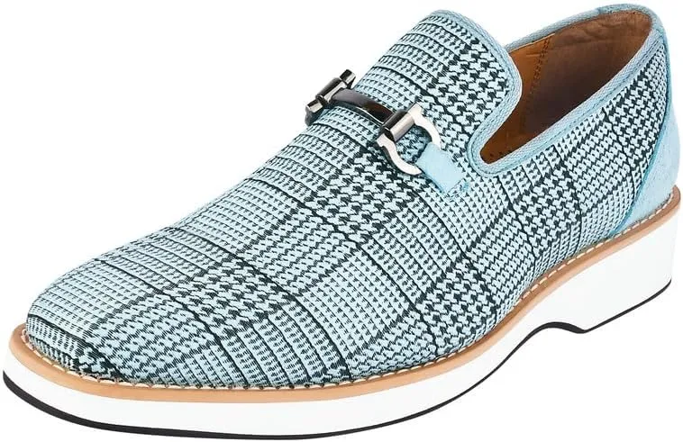 LIBERTYZENO Mens Plain & Animal Print Blue Genuine Leather Adults Lace Up Oxford Dress Shoes for Prom Graduation