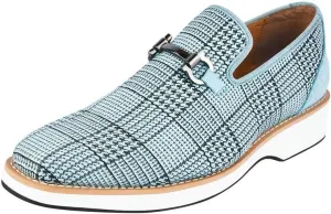 LIBERTYZENO Mens Plain & Animal Print Blue Genuine Leather Adults Lace Up Oxford Dress Shoes for Prom Graduation