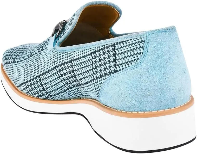 LIBERTYZENO Mens Plain & Animal Print Blue Genuine Leather Adults Lace Up Oxford Dress Shoes for Prom Graduation