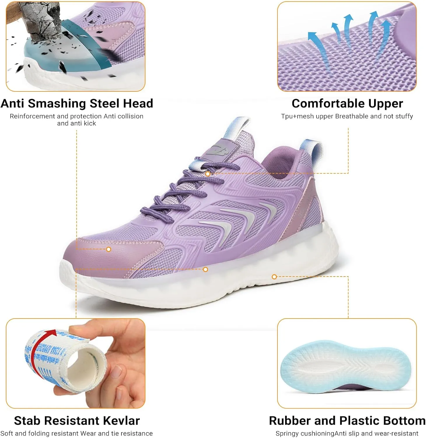 LIWEGHT Steel Toe Shoes for Women Men Lightweight Safety Shoes Composite Steel Toe Sneakers Slip Resistant Comfortable Work Shoes