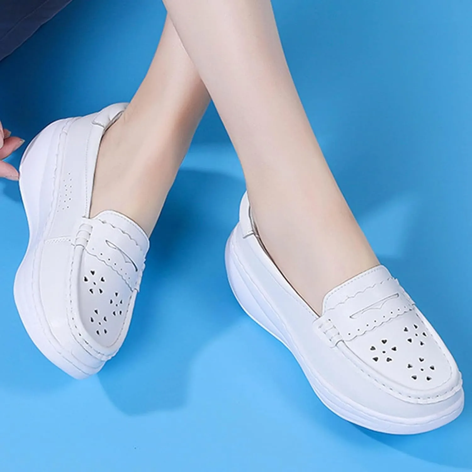 Loafer Work Nursing Shoes,Breathable Lightweight Chef Shoes for Women Food Service,Oil and Slip-Resistant Orthopedic Healthcare Nurse Shoes,with Arch Support
