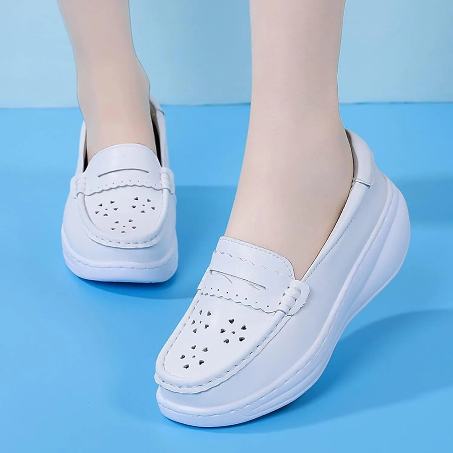 Loafer Work Nursing Shoes,Breathable Lightweight Chef Shoes for Women Food Service,Oil and Slip-Resistant Orthopedic Healthcare Nurse Shoes,with Arch Support